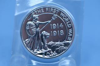1914 - 1980 The First World War 20 Pounds Half Oz .999 Silver Coin.