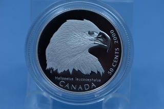 2000 Canada Bald Eagle Silver Coin.