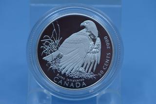 2000 Canada Red Tailed Hawk Silver Coin.