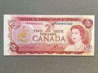 1974 Canada Two Dollar Bill S/N ABB4842462.