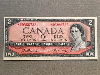 1954 Canada Two Dollar Replacement Bill S/N *BB0866732.