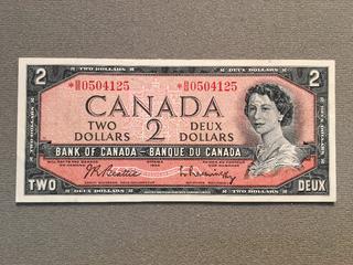 1954 Canada Two Dollar Replacement Bill S/N *BB0504125.