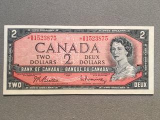 1954 Canada Two Dollar Replacement Bill S/N *BB1523875.