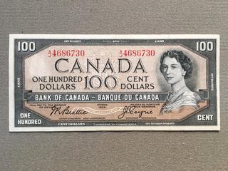 1954 Canada One Hundred Dollar Bill S/N AJ4686730.