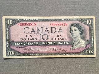 1954 Canada Ten Dollar Replacement Bill S/N *BD0989818.