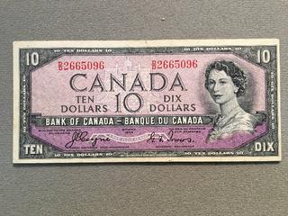 1954 Canada Ten Dollar Bill S/N DD2665096.