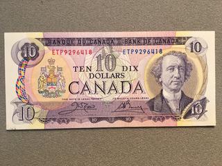 1971 Canada Ten Dollar Bill S/N ETP9296418.