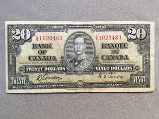 1937 Canada Twenty Dollar Bill S/N CE1020483.