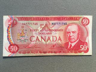 1975 Canada Fifty Dollar Bill S/N HA7771765.
