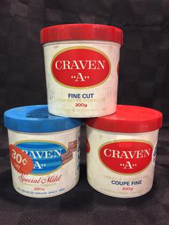 (3) Craven A 200g Tobacco Containers.