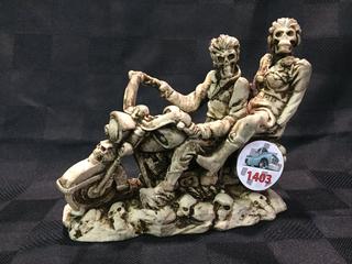 Skull Motorbike Riders Sculpture.
