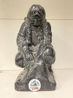 Handcrafted Soapstone Inuit Sculpture, 12"H.