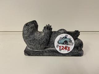 Handcrafted Soapstone Otter Sculpture, 4-1/2"L.