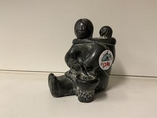 Handcrafted Soapstone Inuit Sculpture, 5-1/2"H.