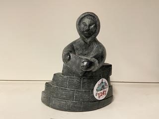 Handcrafted Soapstone Inuit Sculpture, 7"H.