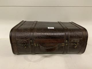 Leather Wrapped Wood Suitcase.