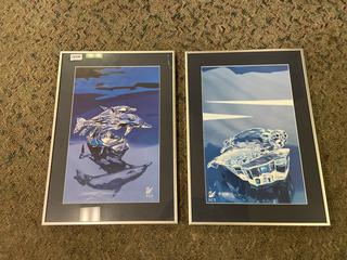 (2) Swarovski Crystal Framed Photos, 19" x 13".