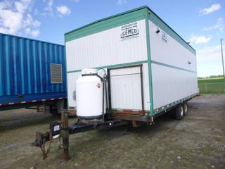 2004 Gemco Wheeled Wellsite 24ft X 10ft 220V Single Phase Portable Camp C/w (1) Bedroom, (1) Shower, (1) Toilet, A/C, Pintle Hitch And Spring Susp. Camp SN: 02404401  *Note: No Vin Found On Trailer*