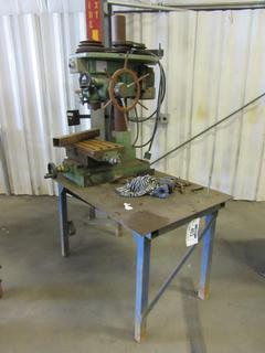 Long Chang 4ft X 3'6" X 6ft Radial Drilling Machine Mtd On Steel Work Table *Note: Running Condition Unknown*