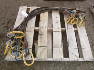 Qty Of (5) 2-Leg Wire Rope Slings w/ Sling Hooks *Note: Certification Unknown*