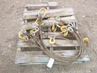 Qty Of (5) 2-Leg Wire Rope Sling C/w Sling Hook *Note: Certification Unknowm*