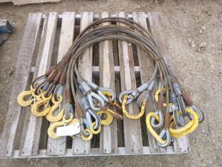 Qty Of (5) 2-Leg Wire Rope Slings w/ Sling Hooks *Note: Certification Unknown*