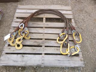 Qty Of (4) 2-Leg Wire Rope Slings w/ Sling Hooks *Note: Certification Unknown*