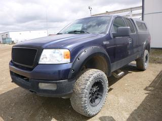 2005 Ford F-150 FX4 Extended Cab 4X4 Pickup C/w 5.4 Triton, Air Lift Susp On Rear Axle, Canopy, After Market Anti Theft Ignition Start. Showing 383,399kms. VIN 1FTPX14525NA40869. *Note: Drivers Door Interior Panel Held On With Ratchet Strap, Missing Passenger Rear Window, Missing Canopy Rear Window, Specific Start Instructions*