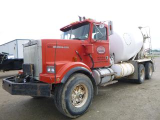 1987 Western Star 486-2 Cement Truck C/w Detroit Engine, Diesel, Fuller Roadrunner 7spd Transmission. Showing 00100kms. VIN 2WLNCCUD9HK919336. *Note: Condition Of Mixer Unknown, Possible Oil Leak*