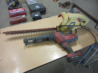 Milwaukee 18V Caulking Gun And Mcculloch 18in Hedge Trimmer