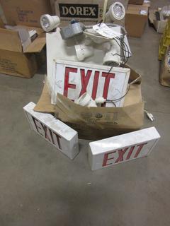 (1) Box Of Misc Exit Signs And Power Outage Lights