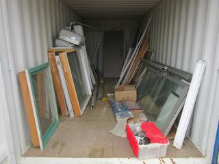 Contents Of Storage Container Includes: Qty Of Assorted Windows, Doors, Frames, Trim And Flooring