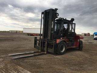 Located at Century High River Location- Taylor THD-300M 30,000 LB Forklift c/w V8 Gas, Power Shift, EFOPS, Air Brakes, Air Seat, 12R2.5 Tires. Showing 8604 Hours. S/N 
S-T4-28805.