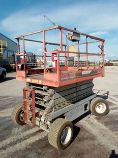 Skyjack SJ6832 R/T Electric Scissor Lift c/w 24V, 32' Platform Height, 1,000 LB Capacity. Showing 0308 Hours. S/N 83176   