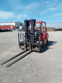 Kalmar P80CX 7,000 LB Forklift c/w LPG, FOPS, 3 Stage Mast w/Side Shift, 80" Forks, 03732 Hours. S/N 103810A. Note:  Buyer Can't Remove Until September 1st Unless Prior Arrangements Are Made. 