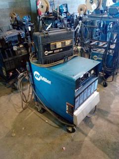 Miller Deltaweld 302 Welder Set Up For Miller Suitemase 12RC On Cart c/w Cables, Gas Set Up. S/N LC672679. Suitcase S/N MB340570A.