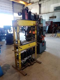 Hyd. Press w/Adjustable Height c/w Custom Jigs.