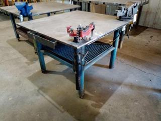 Welding Table 3'x4'4"x4' c/w Ridgid Chain Vise BC510, # 6 Vise.