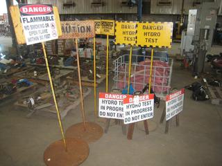 Quantity of Hydro Test Signs. *Caution Flammable - Overhead Work.*