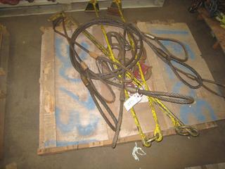 Quantity of Assorted Rigging Wire Slings, Hooks.