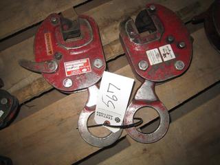 (2) Plate Clamps Cam Lock, 2204 Lbs., 0-34mm Red.