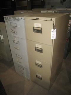 (2) 4 Drawer Metal Filing Cabinets. 4'x4" x 18" x 26 1/2 " ,  4'x4" x 18" x 25".