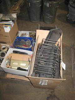 Pallet of Various Office Stationary. Includes Filing Racks, Paper/Punches/Staple Removers, Ink Cartridges, Picture Frames, Stamps (Various Purposes) Void, Revision, etc.