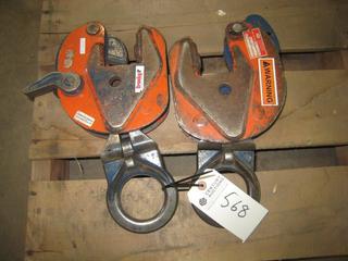 (2) Plate Clamps Cam Lock, 2 Tons, 0-35mm Orange/Blue.