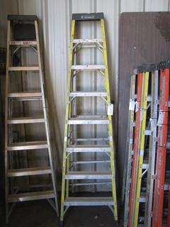 8' Feather Lite Yellow Fiberglass Ladder.