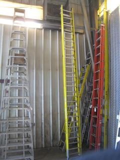 30' Feather Lite Yellow Fiberglass Extension Ladder.