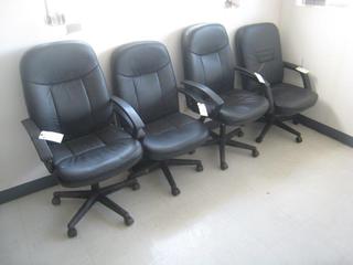 (4) Leather Rolling Office Chairs.