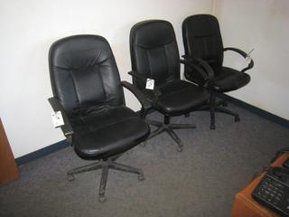 (3) Leather Rolling Office Chairs