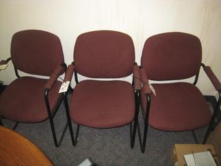 (3) Maroon Office Chairs.