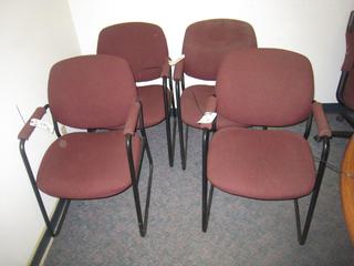 (4) Maroon Office Chairs.